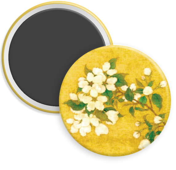White Flowers on Golden Yellow