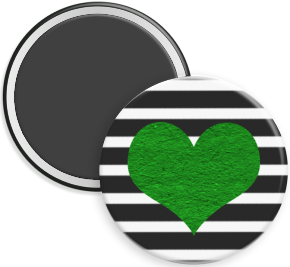 Green Heart B&W Stripes