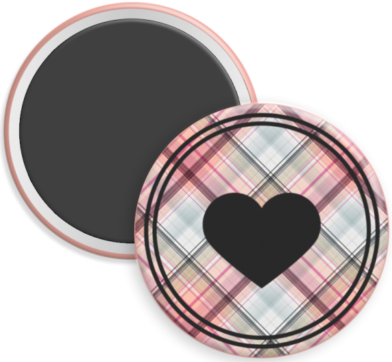 Black Heart on Pink Plaid