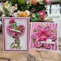 Cards created with Spellbinders “One Love, One Heart” Stamp & Die Kit Club for January 2022