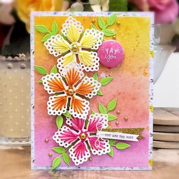 “Yay You” Stitched Flower Card created with the Spellbinders Stitched ...