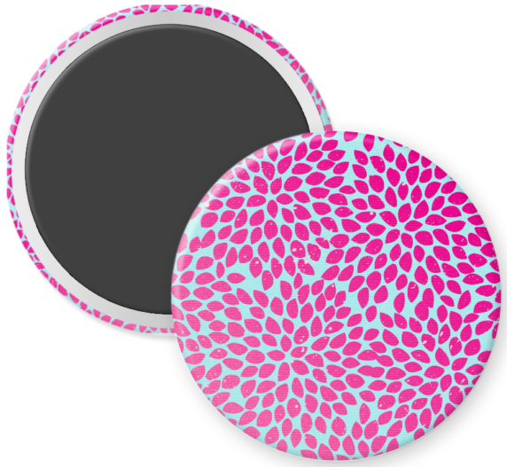 Pink Floral on Blue