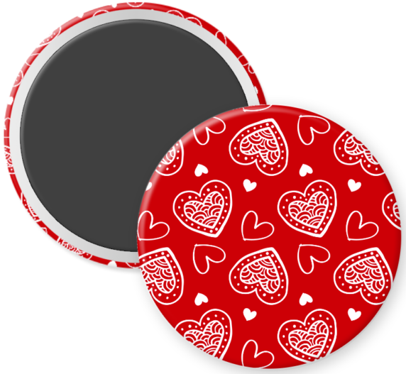 White Hearts on Red